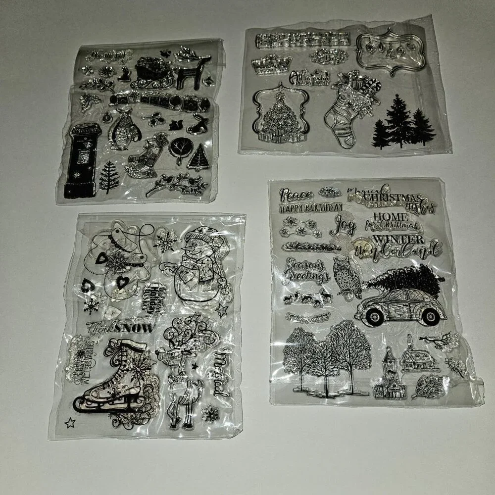 Clear Stamps Mixed Lot Christmas Tree Stocking House Reindeer Snowman READ